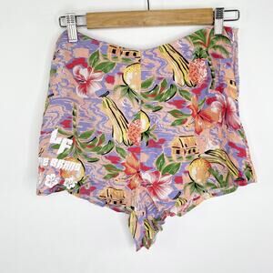 LF Peach Multi-Color Floral Printed High-Rise Shorts Women's Size Medium M NWT